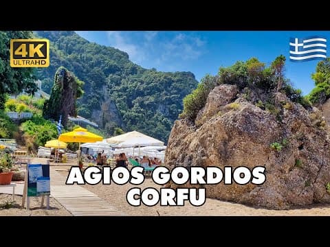 AGIOS GORDIOS Corfu Island Greece 🇬🇷 ⭐ Postcard-Perfect Destination | Sandy Beach 🏖️  [4K UHD]