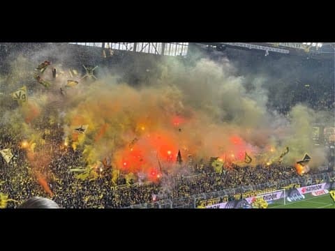 Dortmund fans celebrate the 2022 derby win