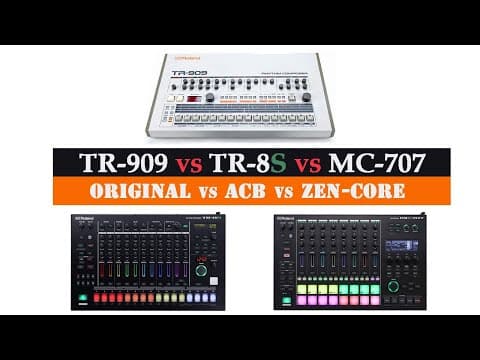 Comparison of the  Roland TR-909 vs TR-8S vs MC-707 Original vs ACB vs ZEN-core [No talk]