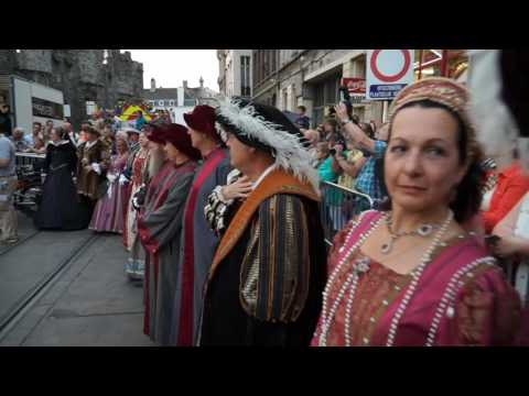 Gentse Feesten 2016 de gilde van de Stroppendragers en Keizer Karel.
