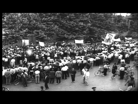 Iranian public demonstrations in favor of nationalizing Anglo-Iranian Oil Company HD Stock Footage