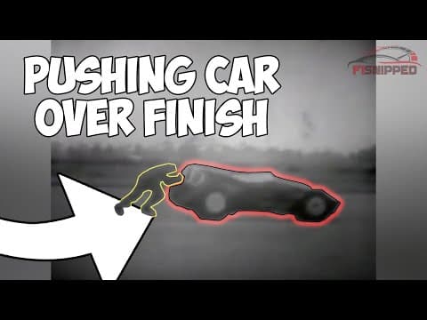 Pushing F1 car over finish (1959 US GP)
