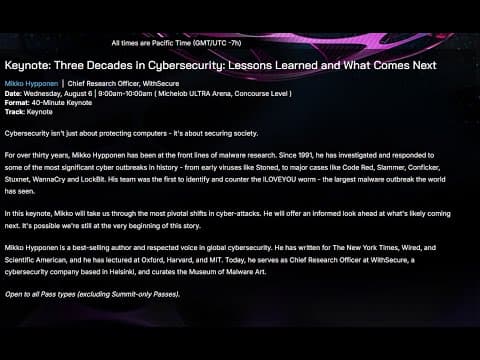 Mikko Hypponen's Black Hat keynote on three decades of malware research