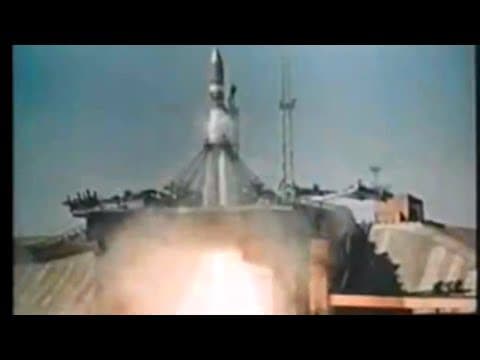Yuri Gagarin Launches As First Human In Space On Vostok-1 R7 1961 - Footage And Radio