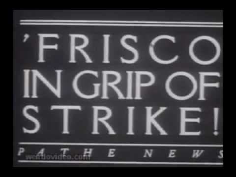 Newsreel cameras on the Embarcadero during the waterfront strike