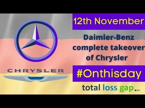 On this Day 12th November the merger of Daimler-Benz and Chrysler is completed in 1998