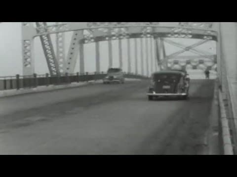 Pattullo Bridge under construction in 1936/1937 and then crossing the op