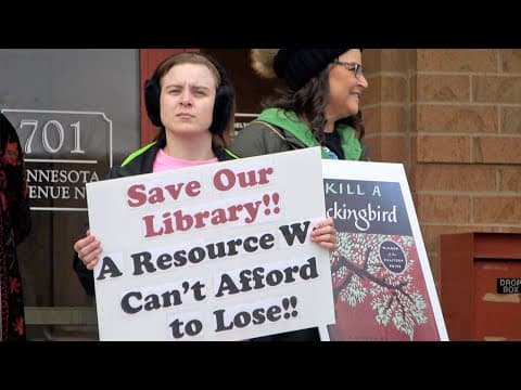 Protesting library funding cuts in Minnesota