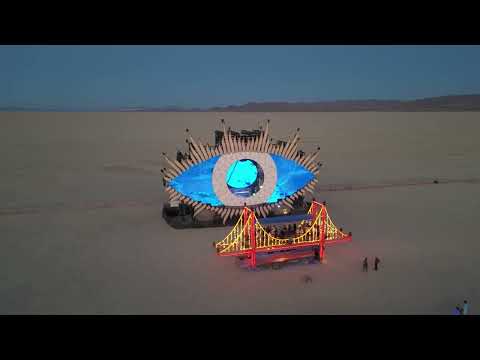 Burning Man Golden Gate Bridge Art Car Sunset Awake Art Eye Wall