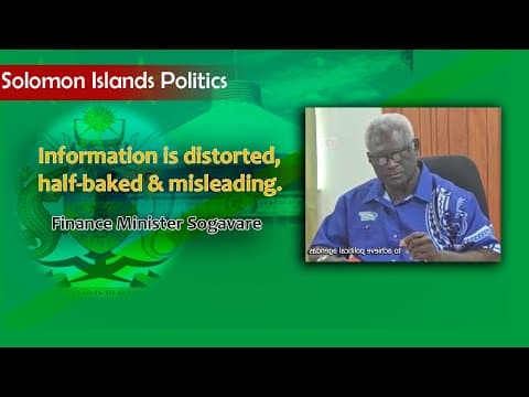 Solomon Islands Finance Minister Sogavare | Responds to Tax Exemption Complaints