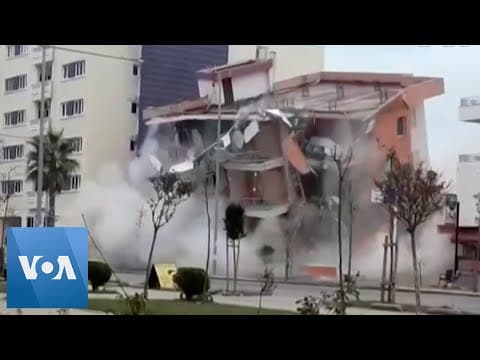 Albanian Hotel Damaged in Earthquake Demolished with Controlled Explosion