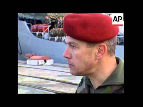ALBANIA: FIRST FRENCH SOLDIERS ARRIVE AT PORT OF DURRES