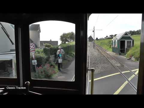 CAB RIDE DRIVERS EYE VIEW OF THE MANX ELECTRIC RAILWAY FROM RAMSEY TO LAXEY ON THE ISLE OF MAN