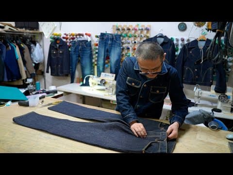 How handmade Japanese jeans are cut and sewn