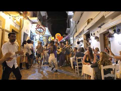 Ibiza old town flower power parade