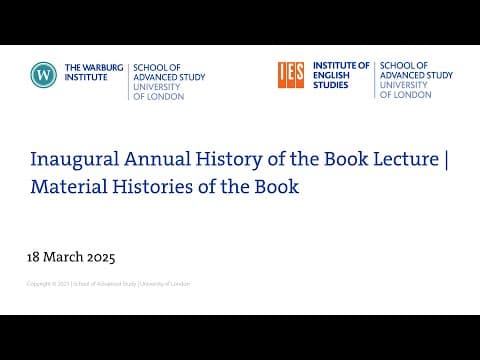 The inaugural annual history of the book lecture