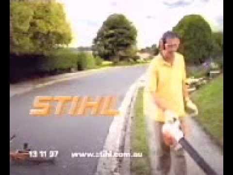 A classic Stihl chainsaw TV advert