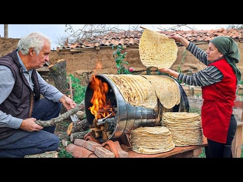 🔥 Baking Lavash Bread on a Barrel: A Village Tradition