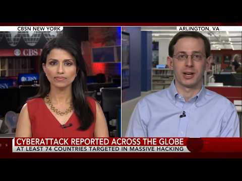 Journalist interviewed on CBSN during the WannaCry attack