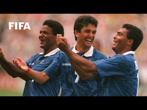 Bebeto's baby-cradle celebration