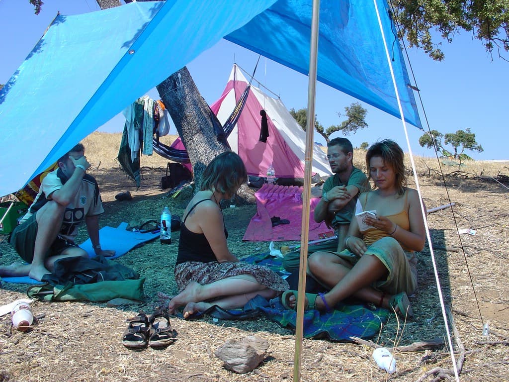 Our shady camp and friends, Boom 2004