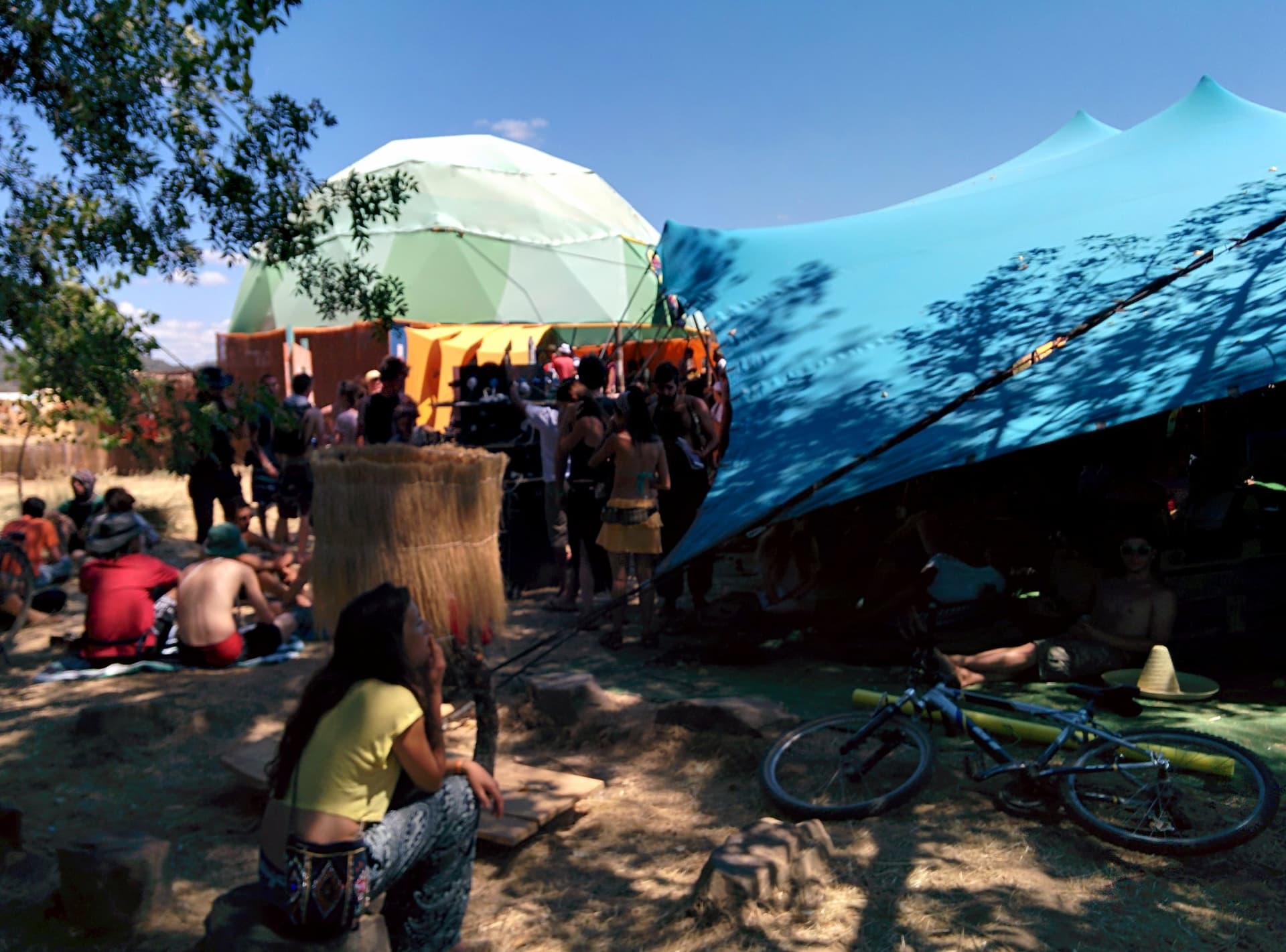 Camp with bicycles and painted domes, Boom 2014
