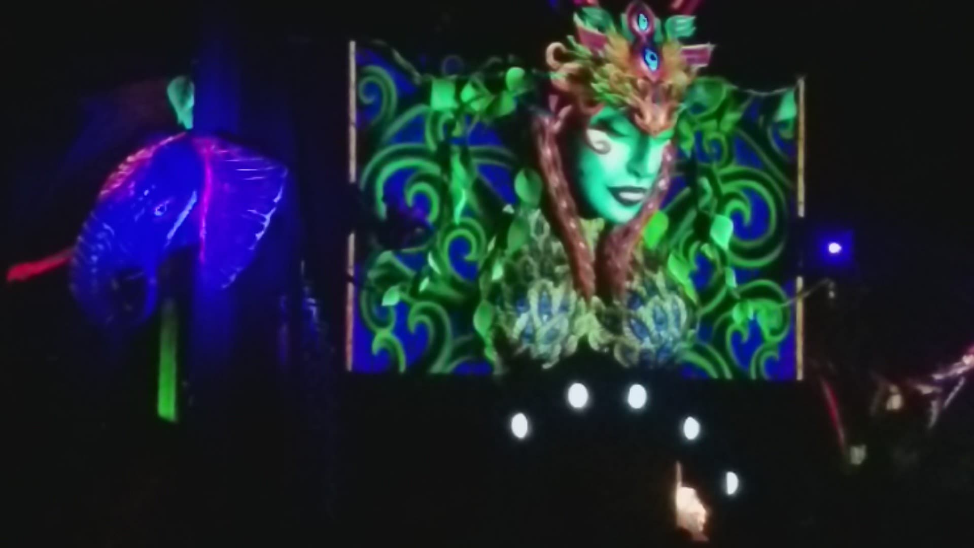 Glowing stage panels behind the decks, Boom 2014