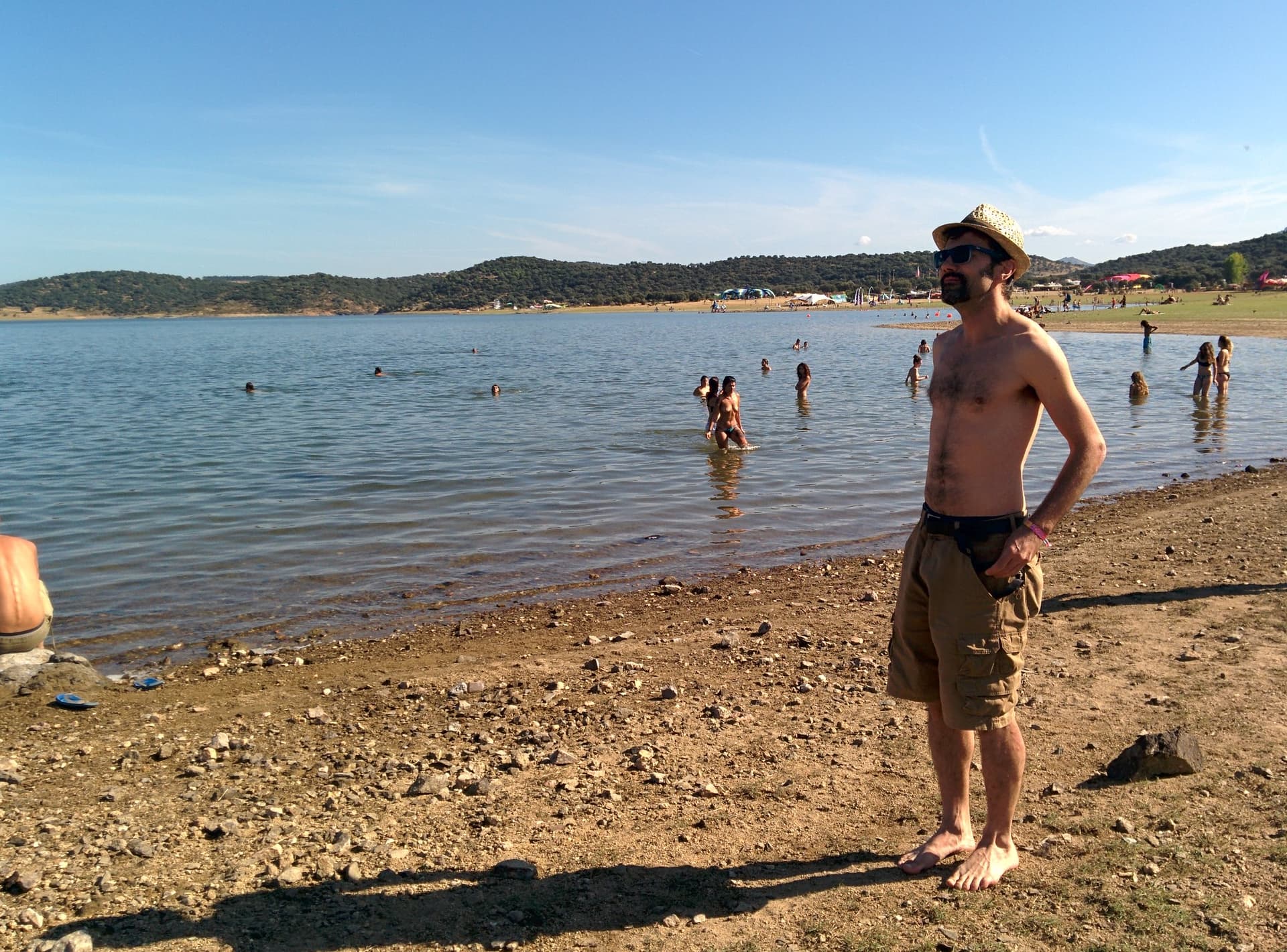 Standing in the shallows of the reservoir, Boom 2014