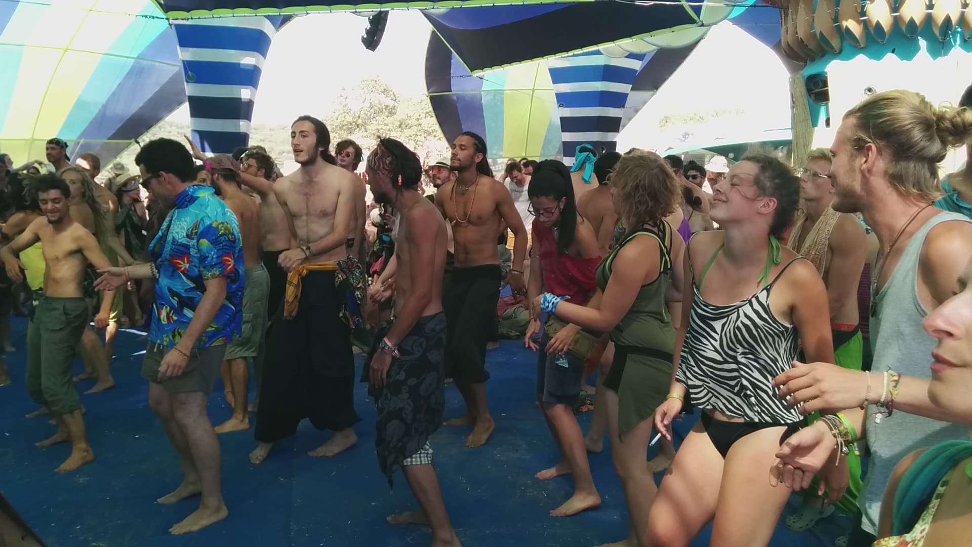 Dancing under the striped stage canopy, Boom 2014