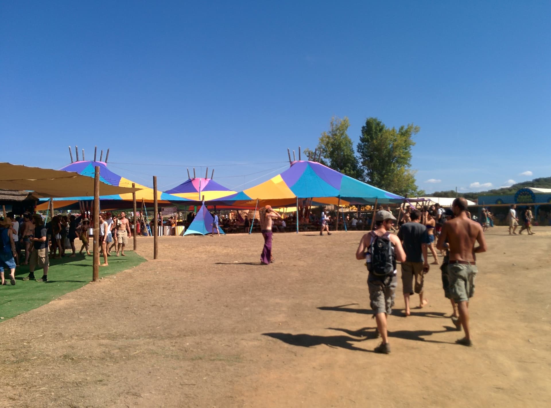 Walking toward the coloured pavilions, Boom 2014
