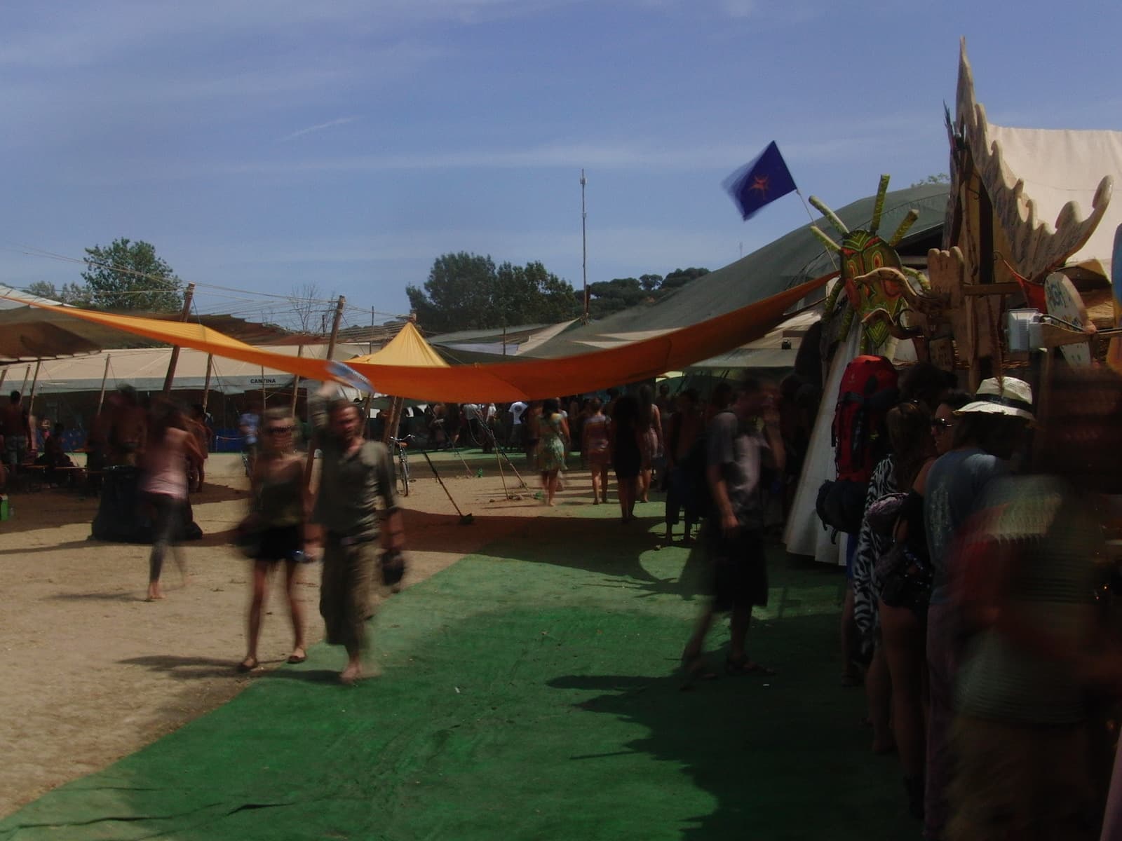 Market street under orange shade sails, Boom 2010