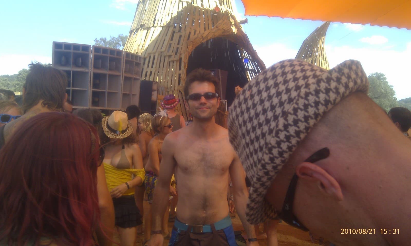 Crowd gathered below the Dance Temple speaker stacks, Boom 2010