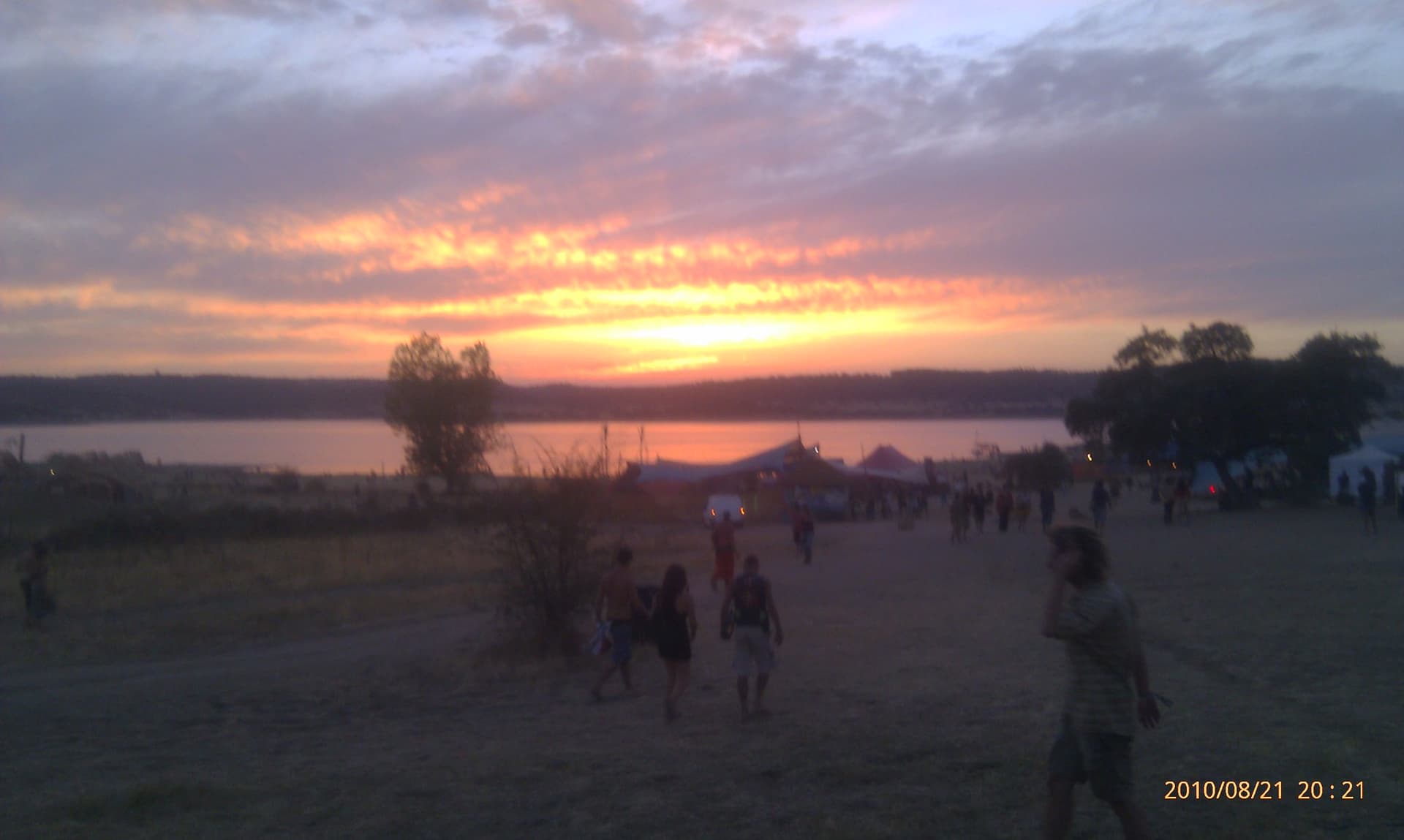 Sun setting behind the reservoir treeline, Boom 2010