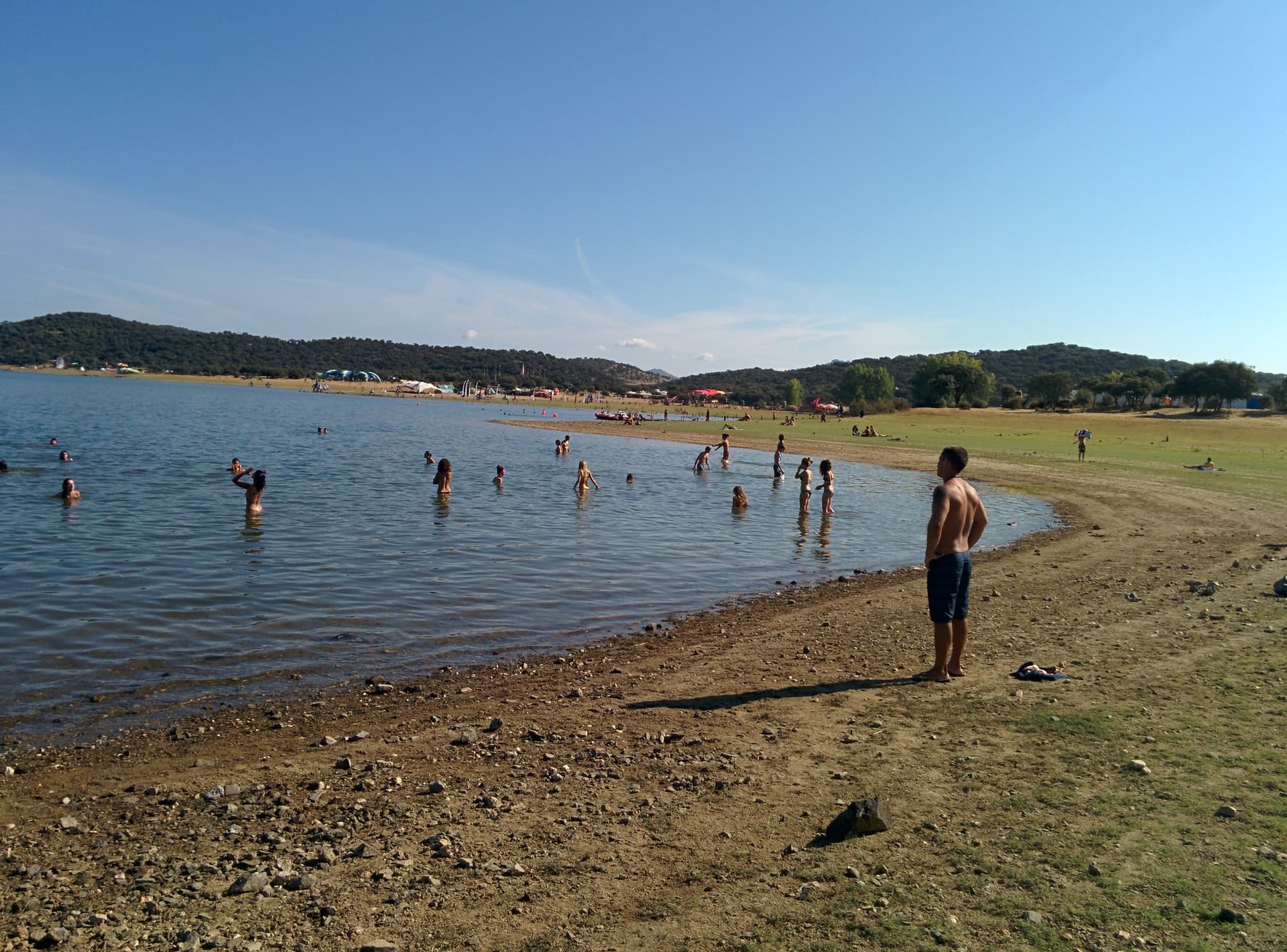 Wading in the shallows at the lake edge, Boom 2014