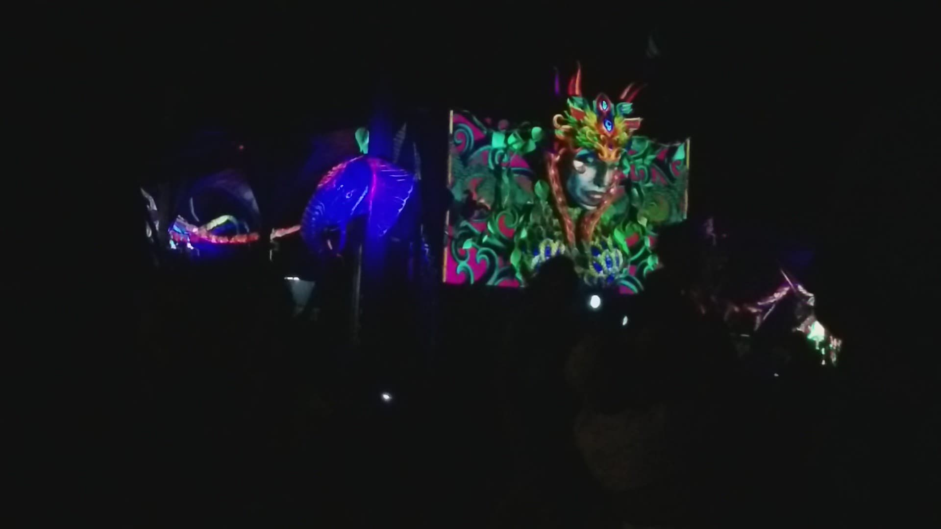 Ultraviolet artwork glowing in the dark, Boom 2014