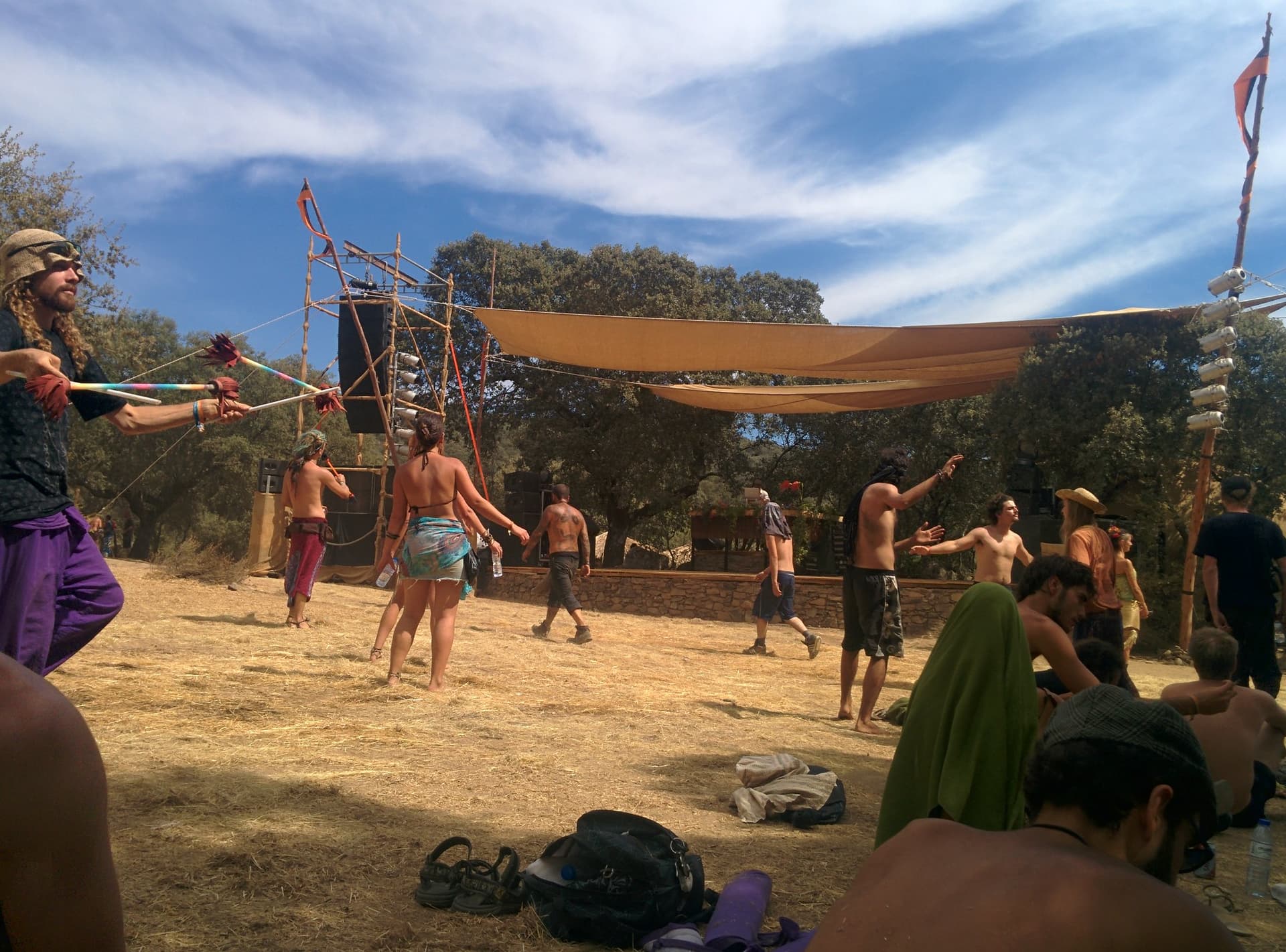 Dancing on open ground under a shade sail, Boom 2014