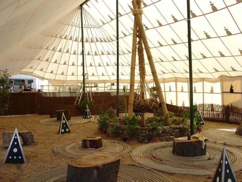 Liminal Village interior with stone spiral floor, Boom 2006