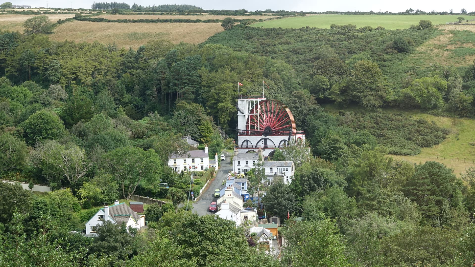 The Great Laxey Wheel from the Snaefell Mountain Railway