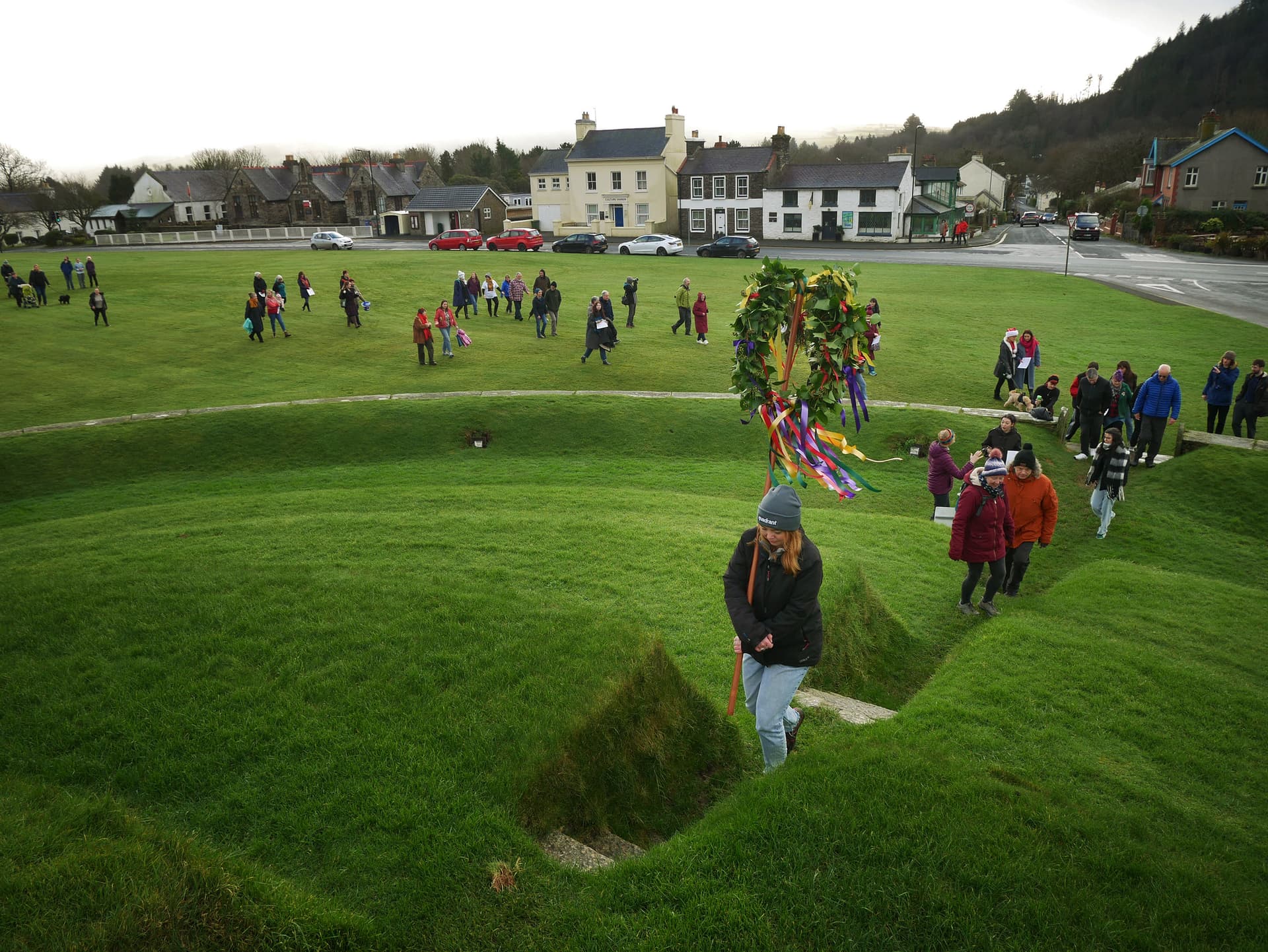 On the way up Tynwald Hill for Hunt the Wren, 2024