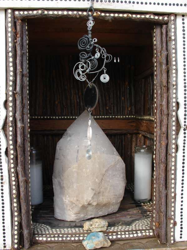 Quartz crystal shrine in a twig frame, Boom 2006