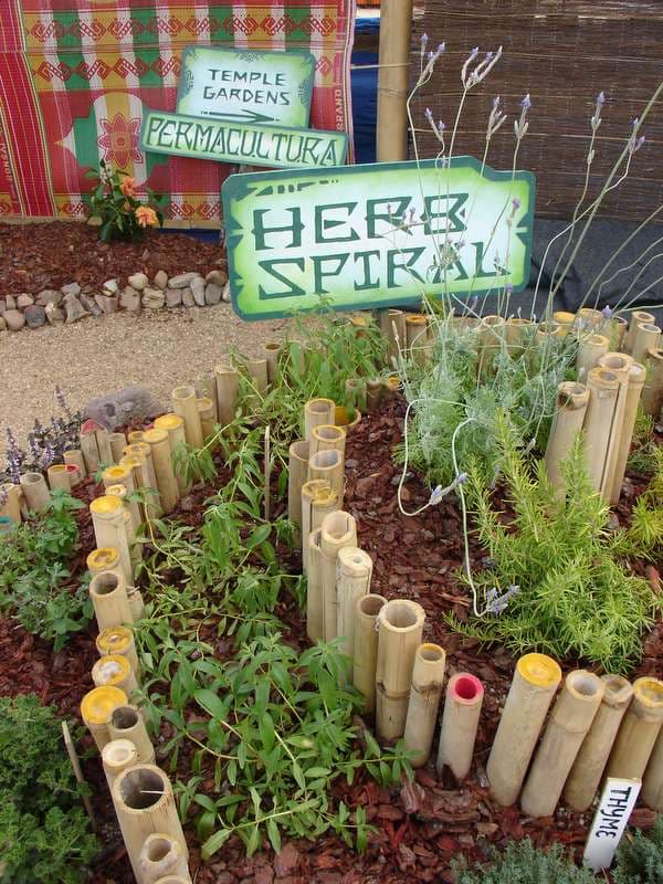 Herb spiral planted in the Temple Gardens, Boom 2006
