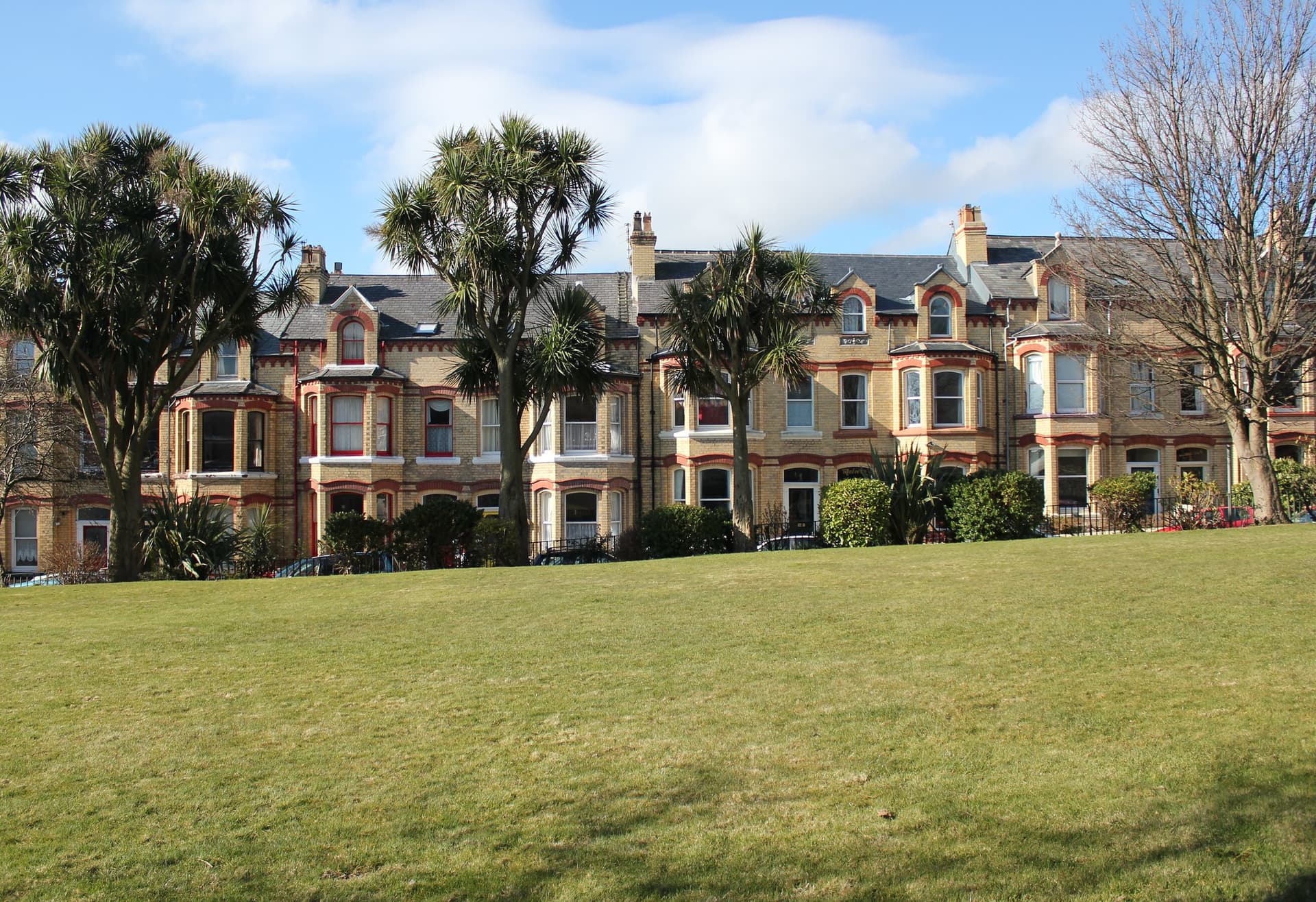 The houses on th South side of Hutchinson Square, formerly a World War II internment camp