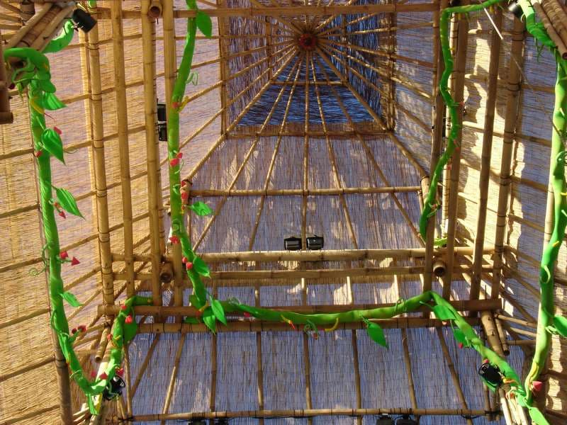 Bamboo canopy interior with painted vine decor, Boom 2006