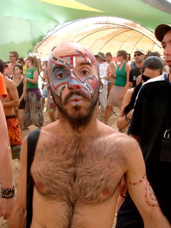 Visitor with painted face markings