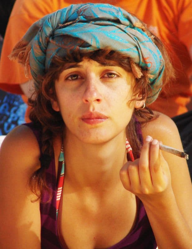 Visitor in a patterned headwrap