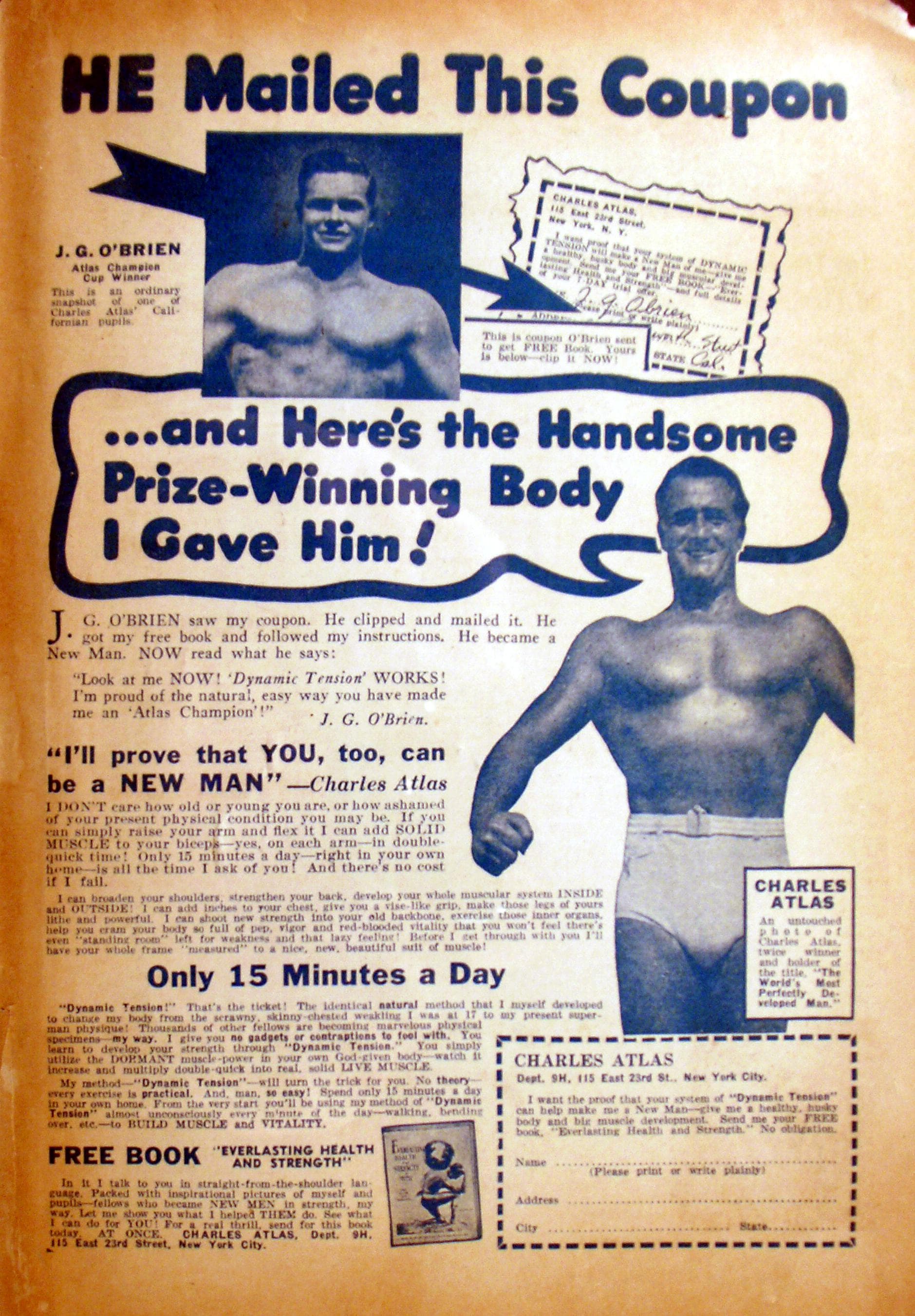 Charles Atlas advertisement in Weird Tales