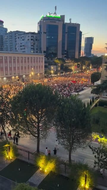 We have just arrived in Tirana for an event tomorrow and were met by a remarkable sight: