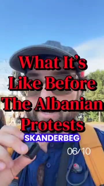 This is where people meet at 6PM to begin the nightly protests in Tirana Albania.