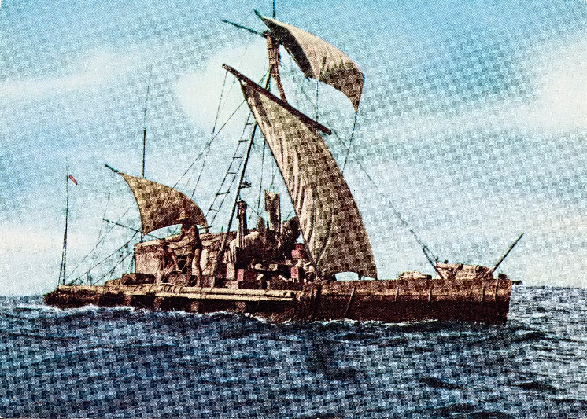 Kon-Tiki at sea, 1947