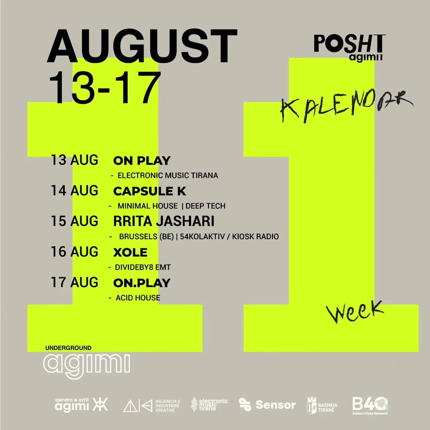 Një Javë Muzike tek UNDERGROUND Agimi,13-17 Gusht